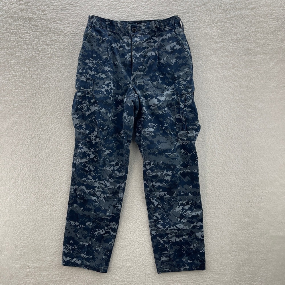 US Navy Cargo Pants Men Medium Reg Blue Digital Camo Canvas Gorpcore Military